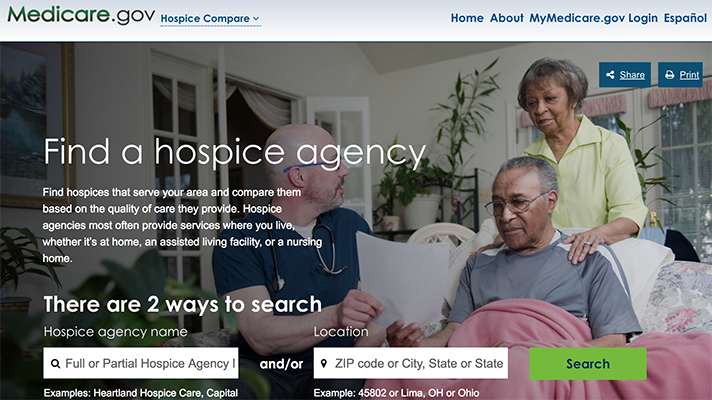 CMS hospice comparison website