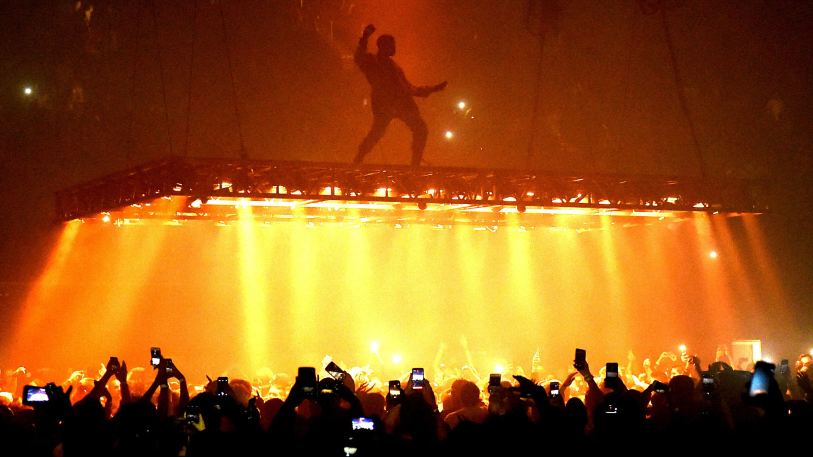 Kanye West performing in California