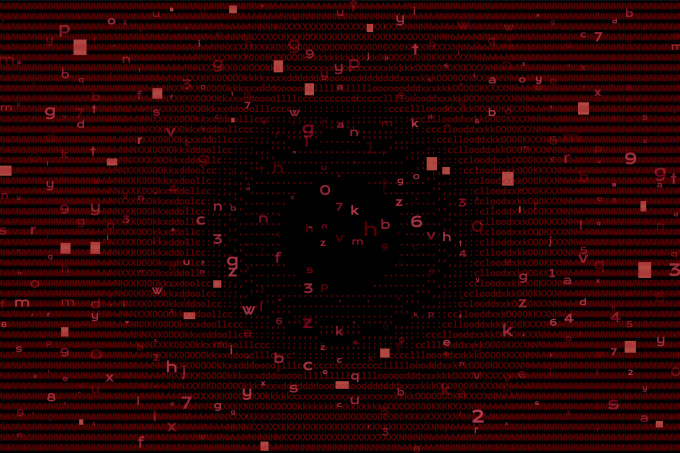 Digital Binary Code on Red Background. Cybercrime Concept
