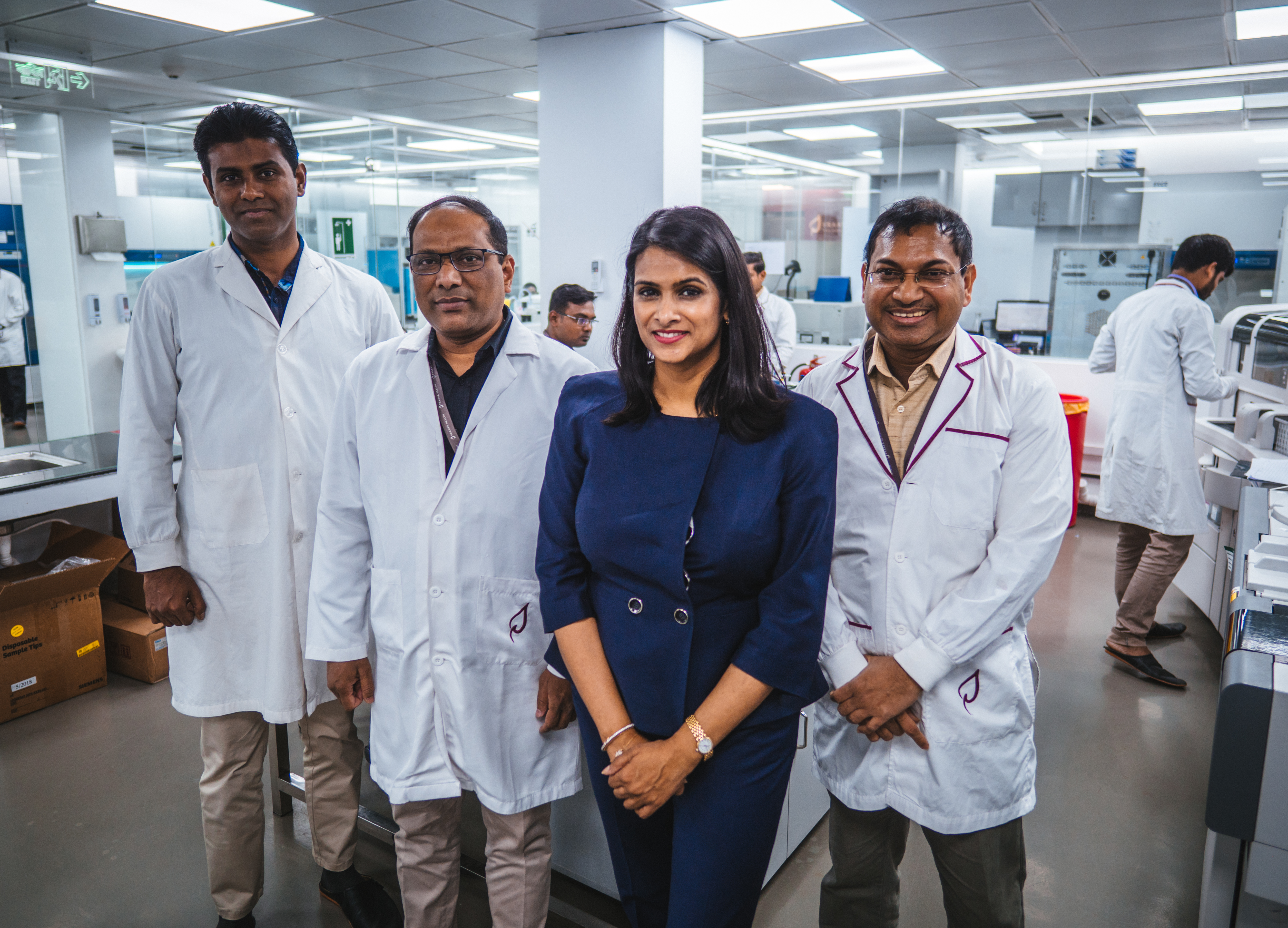 Praava Health founder and chief executive officer Sylvana Sinha (third from left) at one of the company's healthcare centers