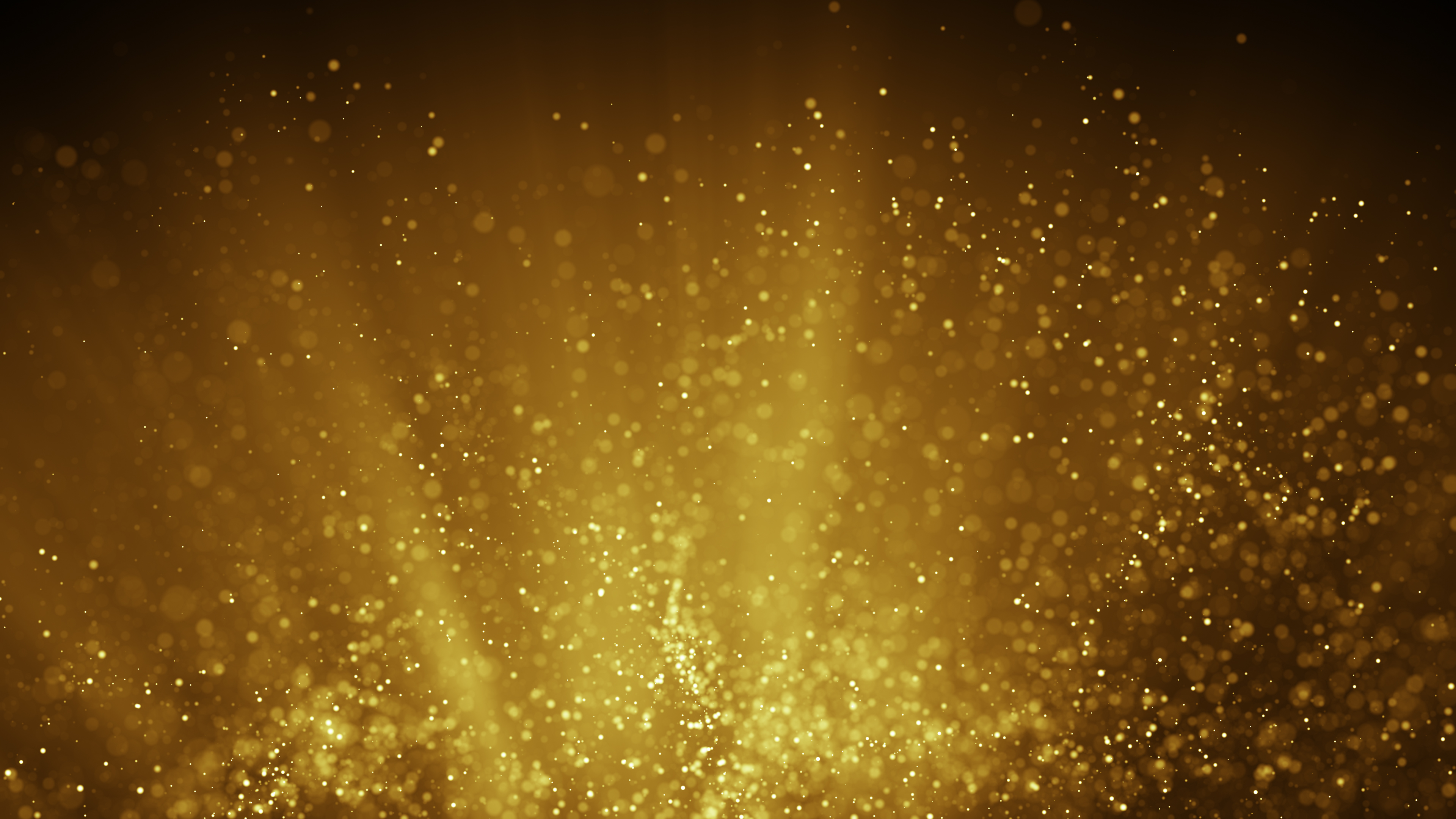 Fairy dust flying in gold light rays. Computer generated abstract raster illustration