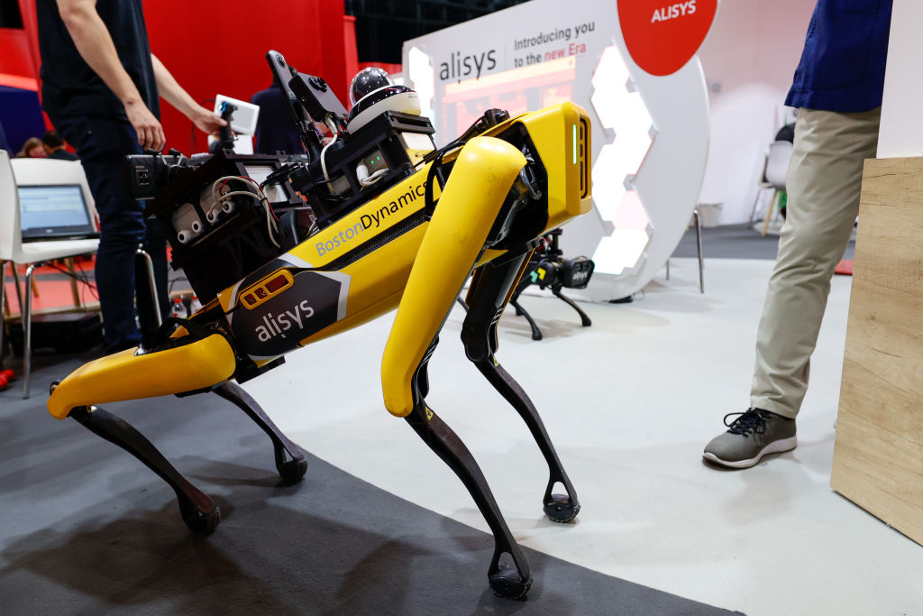 BARCELONA, SPAIN - JUNE 29: Boston dynamics Spot robot, sowed during the second day of Mobile World Congress (MWC) Barcelona, on June 29, 2021 in Barcelona, Spain. (Photo by Joan Cros/Corbis via Getty Images)
